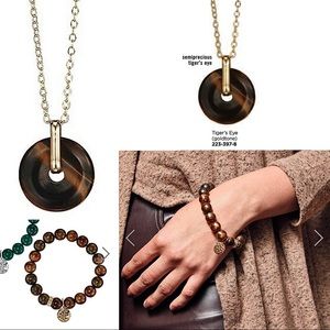 NWT, 2pc genuine Tiger’s Eye Natural Stone Set, Avon.